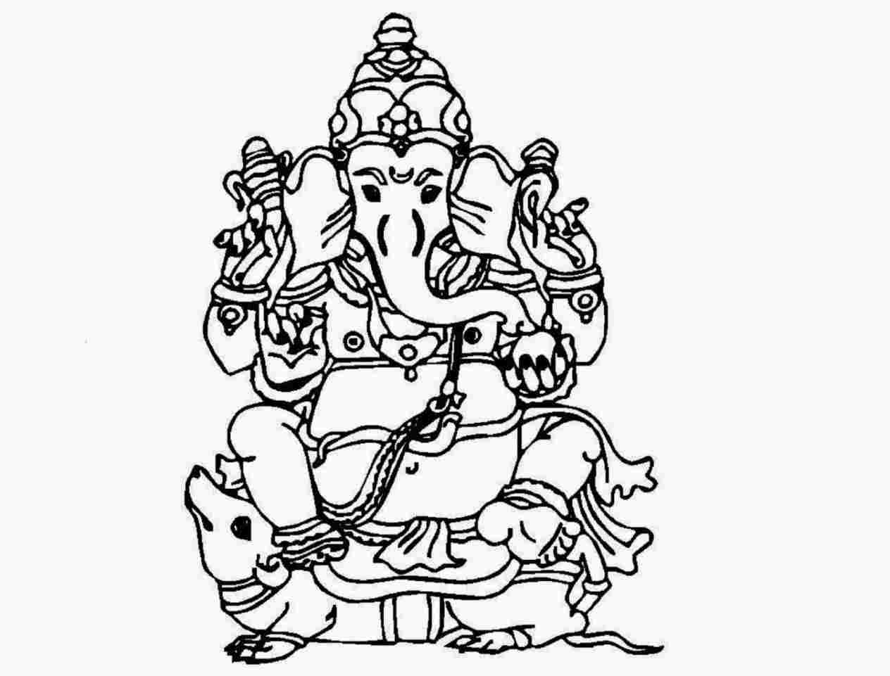 1264x961 Easy Drawing Of Ganesha With Colour Chapeau Design - Ganesh Easy Sketch
