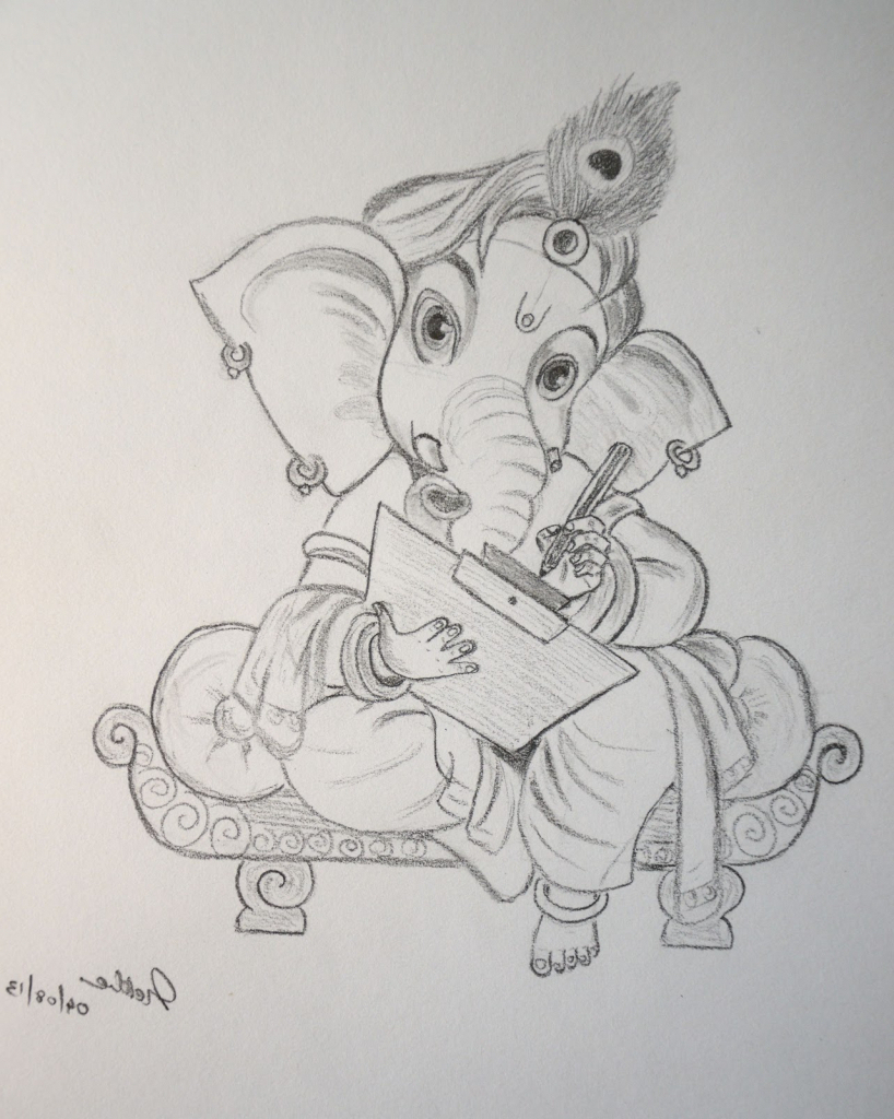 818x1024 Easy Sketches Of Ganesha Ganesh Pencil Drawn Paintings Easy Pic - Ganesh Easy Sketch