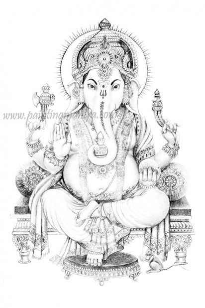 412x618 Ganesh Ji Sketch Gallery Images) - Ganesh Ji Sketch