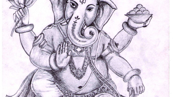 570x320 Pencil Sketches Of Ganesha - Ganesh Ji Sketch