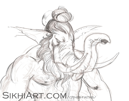 500x393 Beautiful Sikh, Punjabi And Hindu Drawings Sikhi Art - Ganesh Ji Sketch