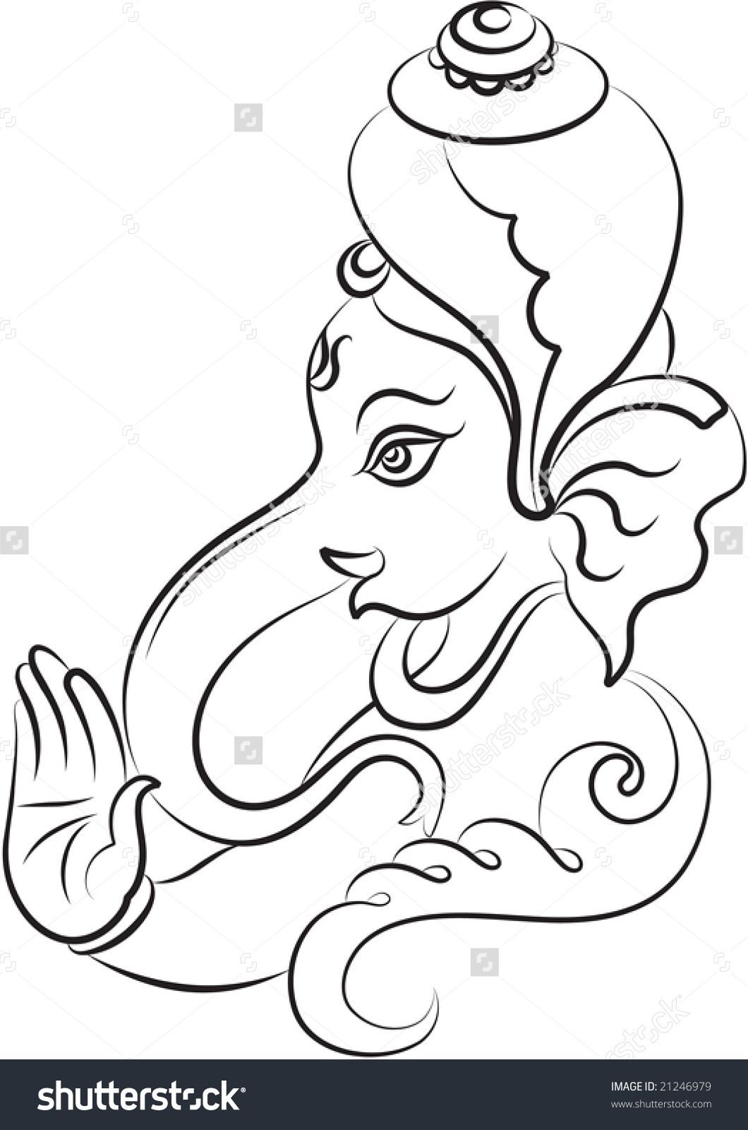 1060x1600 Easy Ganpati Sketches Simple Ganesh Line Drawings - Ganesh Line Sketch