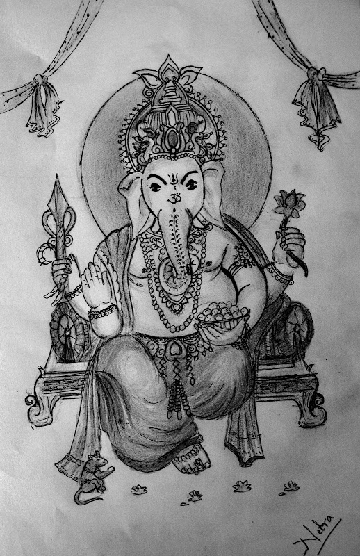 518x800 Color Pencil Sketching Of Lord Ganesh Netra Photo Gallery - Ganesh Pencil Sketch