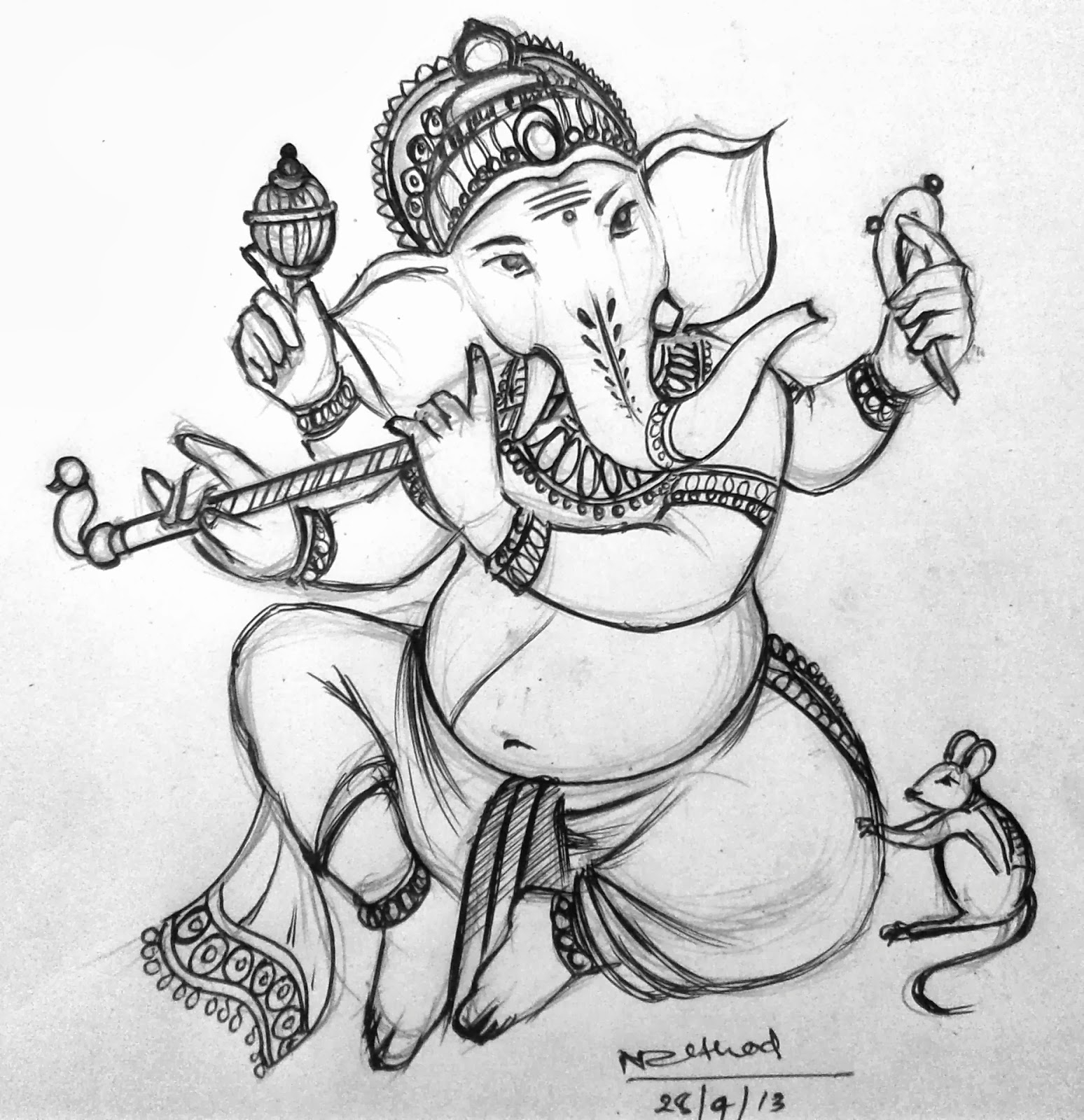 1548x1600 Shri Ganesh Sketch Rathod Gallery Sketch - Ganesh Sketch