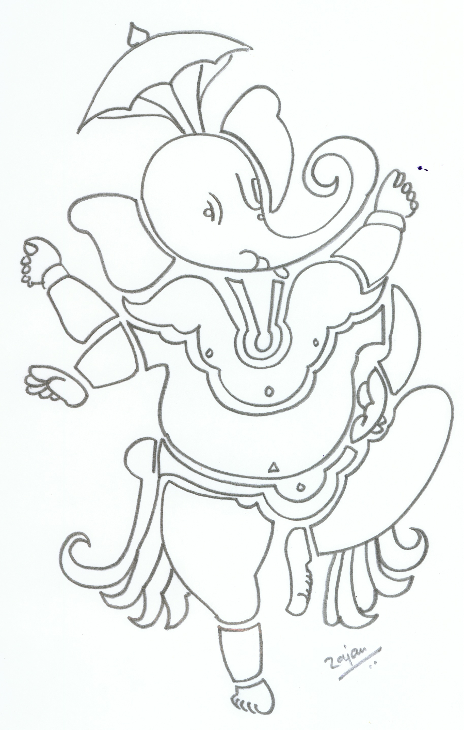 1827x2871 Ganesh Sketch For Kids Kaufen Simple Lord Ganesha Sketches - Ganesh Sketch For Kids