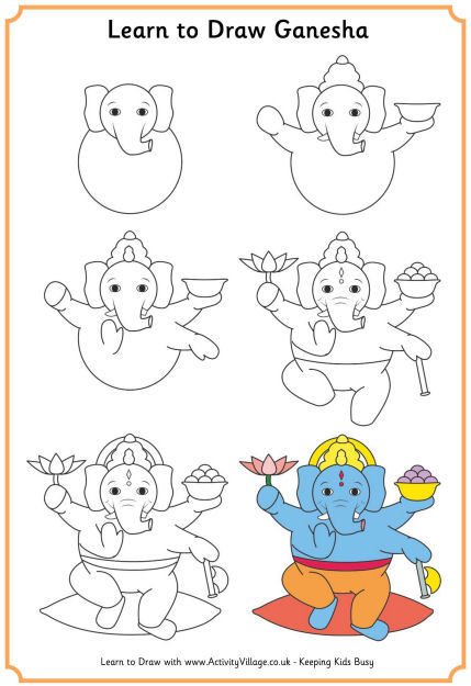 429x625 Collection Of Easy Ganesha Drawing For Kids High Quality - Ganesh Sketch For Kids
