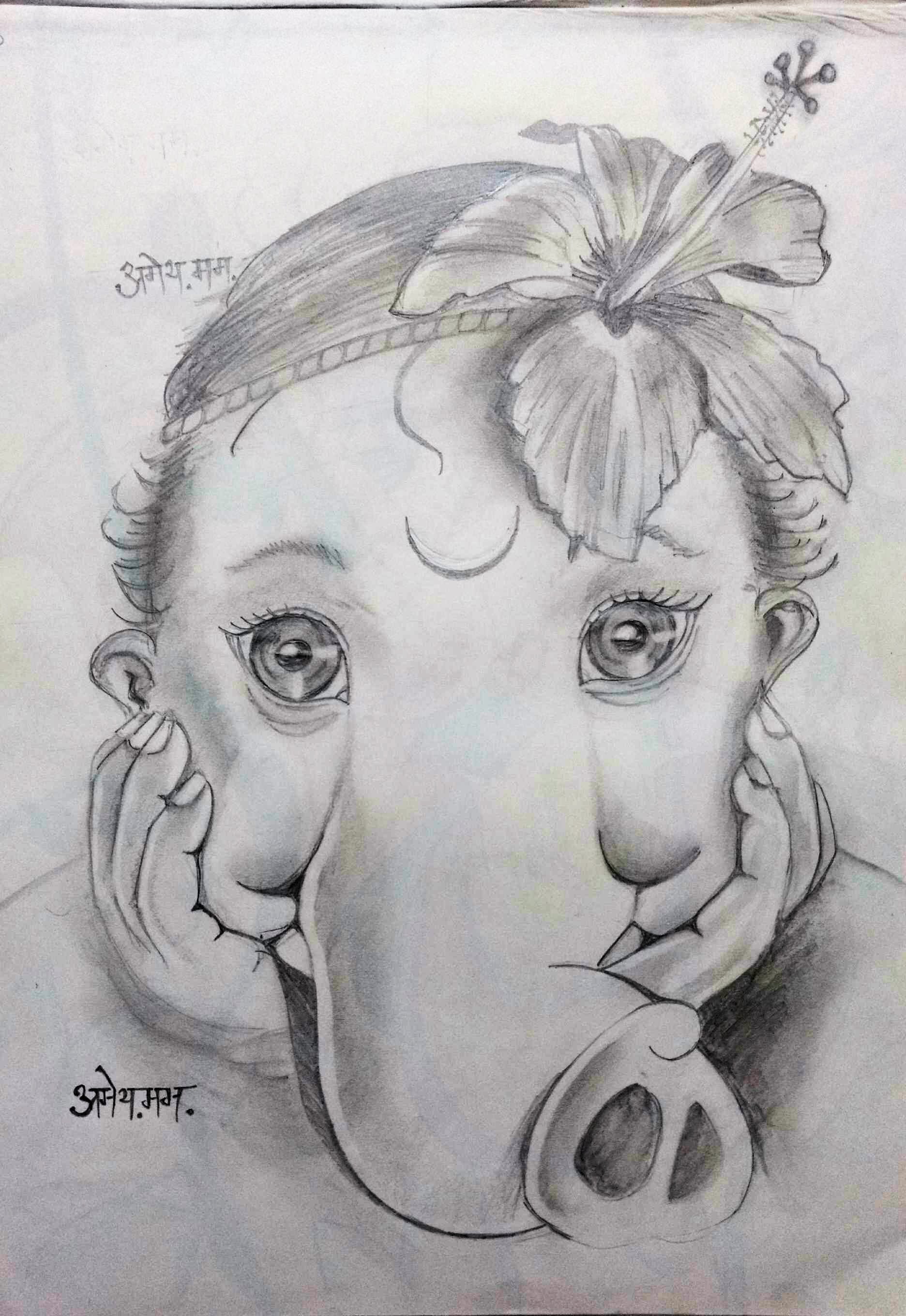 1872x2720 Ganpati Bappa Morya - Ganesh Sketch Images