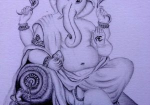300x210 Simple Pencil Sketches Of Lord Ganesha - Ganesha Sketches Simple