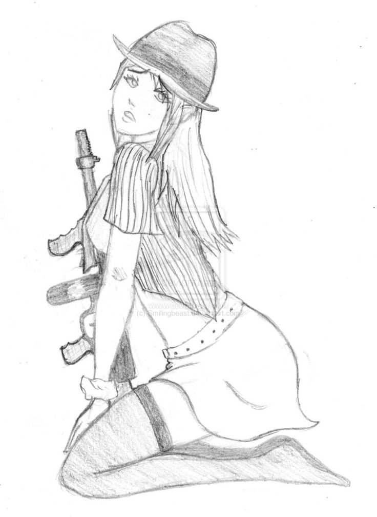 736x1008 Drawn Girl Gangsta - Gangsta Sketches