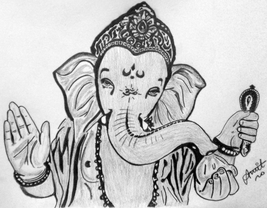 900x702 Download Ganpati Black And White Clipart Ganesha Sketch Clipart - Ganpati Sketch