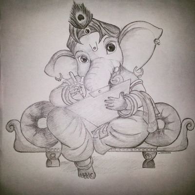 400x400 Ganpati Sketching Drabbl - Ganpati Sketch