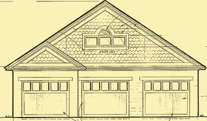 418x244 Three Car Garage Plans With A Workshop And A Loft - Garage Door Sketch