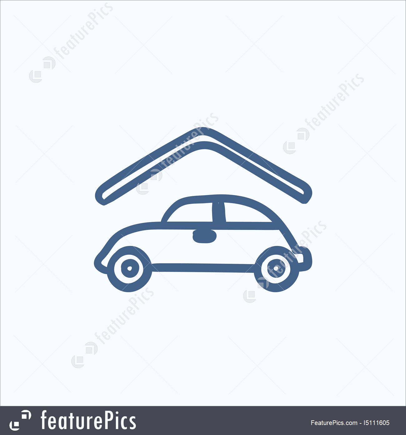 1300x1392 Illustration Of Car Garage Sketch Icon. - Garage Sketch