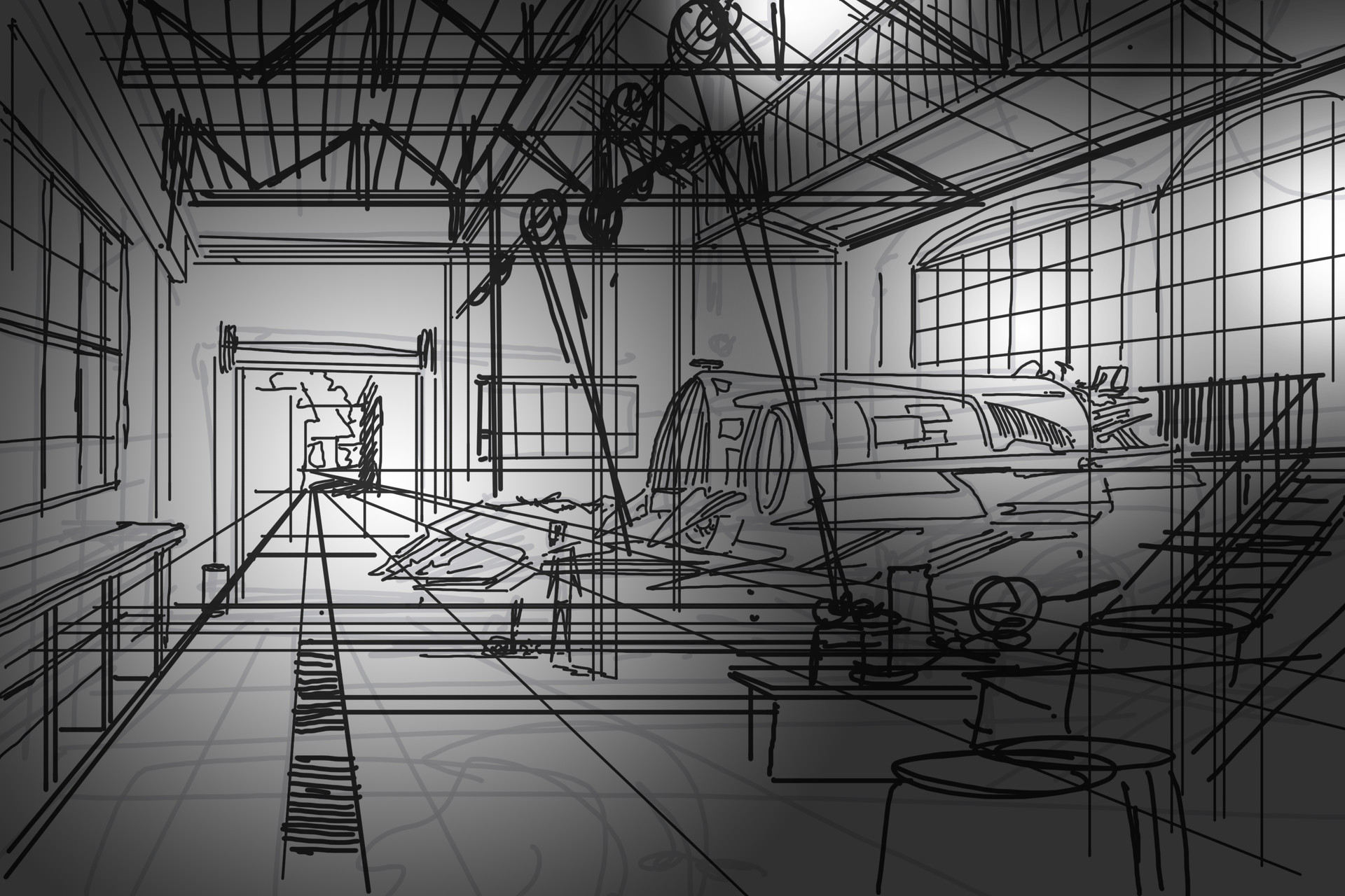 1920x1280 Dermot Walshe - Garage Sketch
