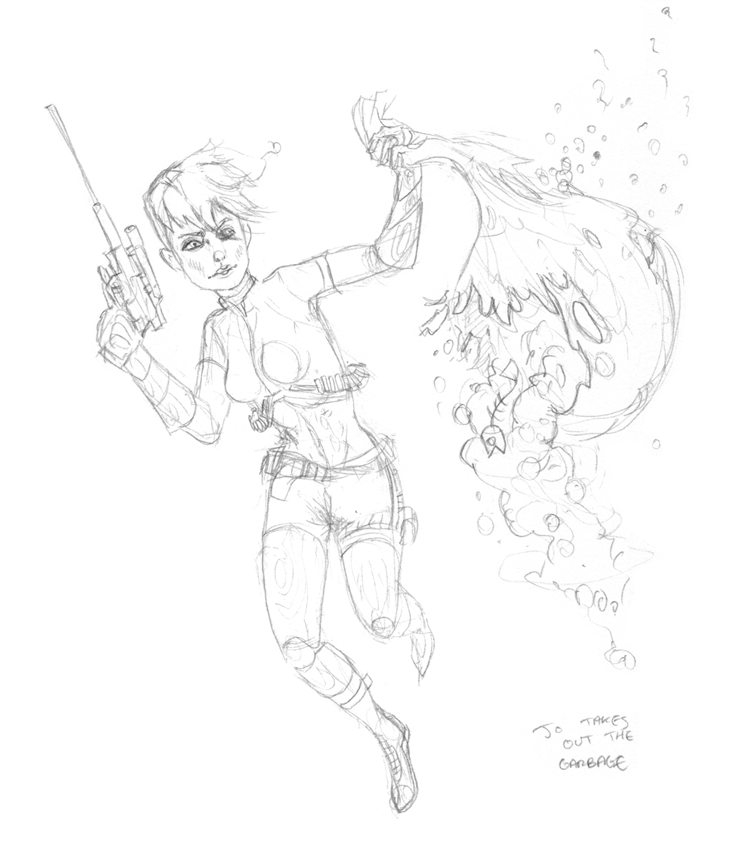 1030x1200 Jo Dark Takes Out The Garbage Sketch Study Dump) Sarah Ford - Garbage Sketch