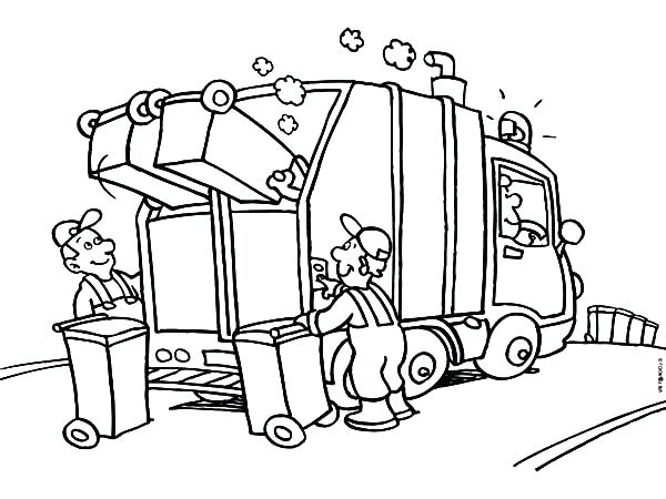 600x450 Garbage Can Coloring - Garbage Truck Sketch