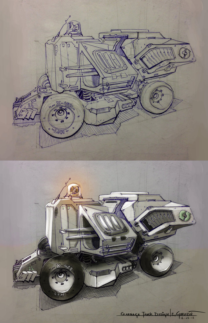 718x1113 Garbage Truck Design By Edonguraziu - Garbage Truck Sketch