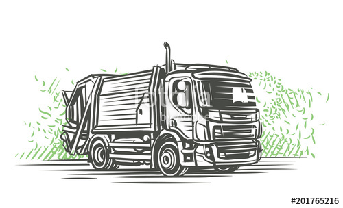 500x304 Garbage Truck Sketch. Vector. Stock Image And Royalty Free - Garbage Truck Sketch