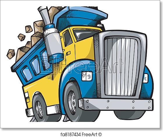560x470 Free Art Print Of Dump Truck Vector Sketch Doodle. Dump Truck - Garbage Truck Sketch