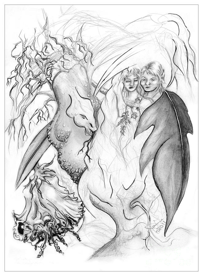 662x900 Adam And Eve In The Garden Of Eden Drawing By Janice Moore - Garden Of Eden Sketch