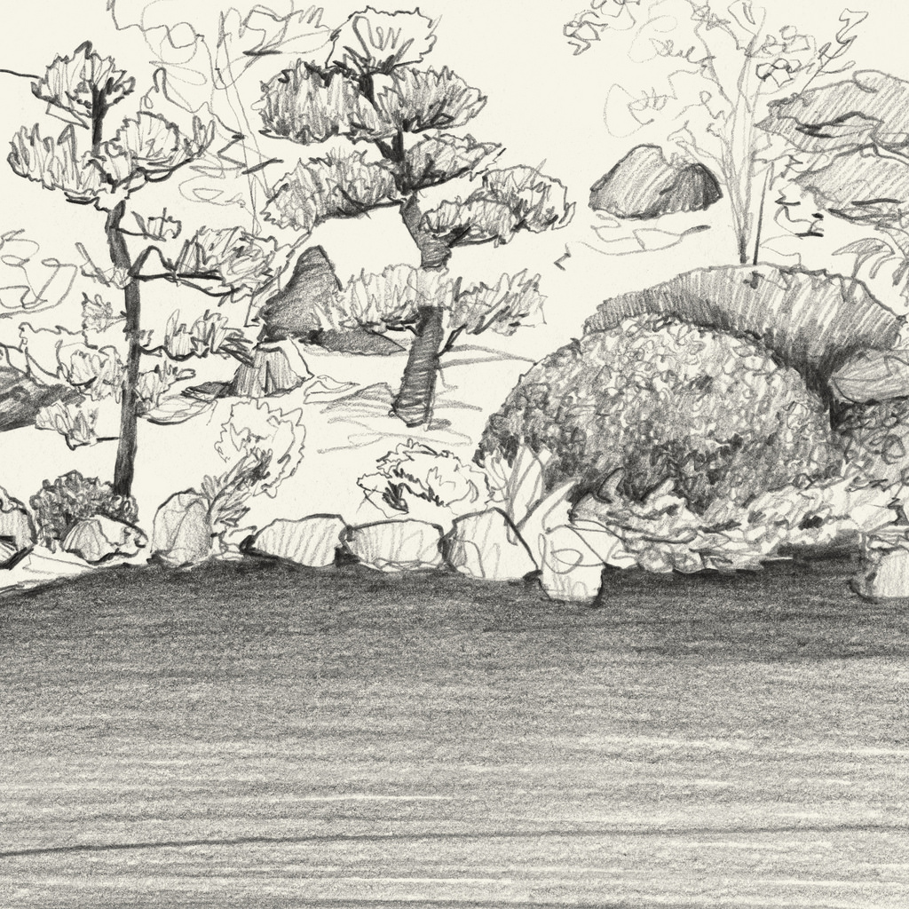 1024x1024 Portland Japanese Garden Sketch Philipp - Garden Sketch
