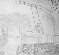 200x185 All Kids Murals - Garden Sketch For Kids