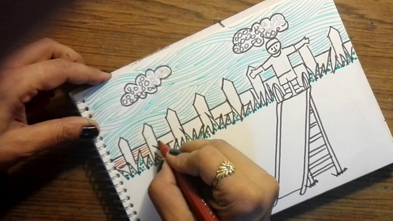 1280x720 How To Draw Garden Scene For Kids - Garden Sketch For Kids