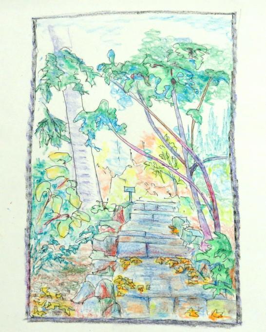 546x680 Steps In A Garden - Garden Sketch For Kids