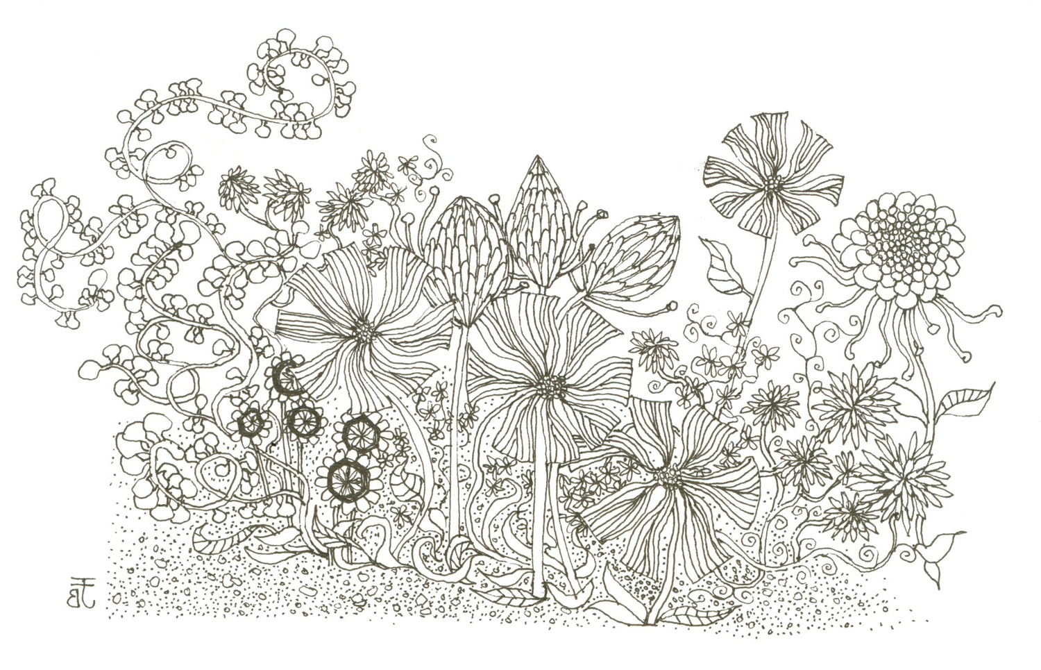1500x965 Drawing Flower Garden Flower Garden Drawing Pencil Sketch Of - Garden Sketch For Kids