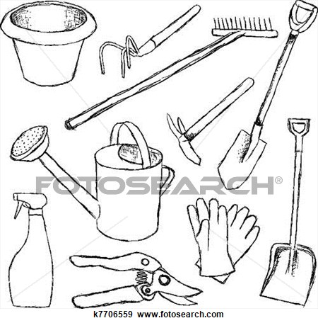 450x456 Garden Tools Free Clipart - Garden Tools Sketch