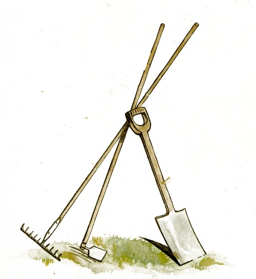 500x544 Drawn Garden Garden Spade - Garden Tools Sketch