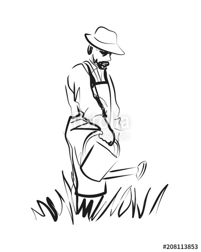 400x500 Vector Sketch Gardener Stock Image And Royalty Free Vector Files - Gardener Sketch