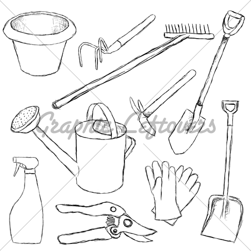 500x500 Garden Tools Gl Stock Images - Gardening Tools Sketch