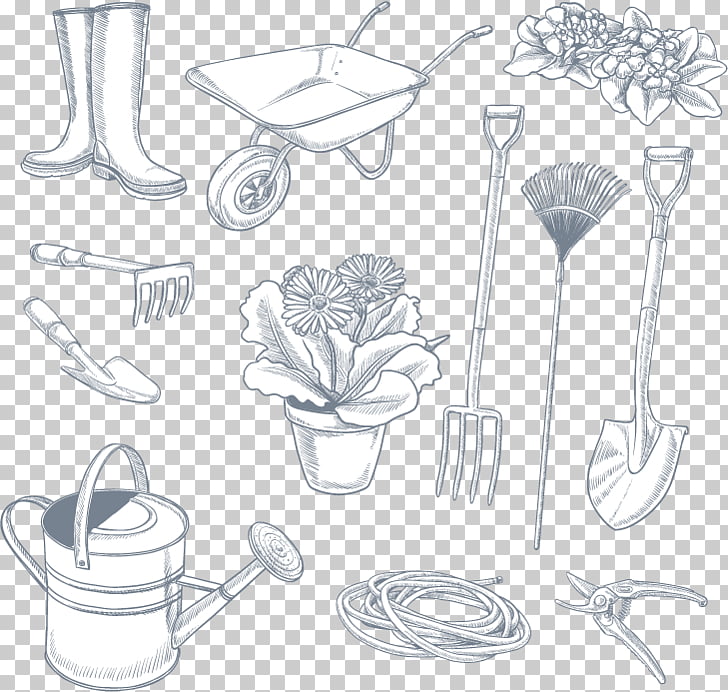 728x692 Hand Tool Garden Tool Euclidean , Hand Painted Gardening Tools Png - Gardening Tools Sketch