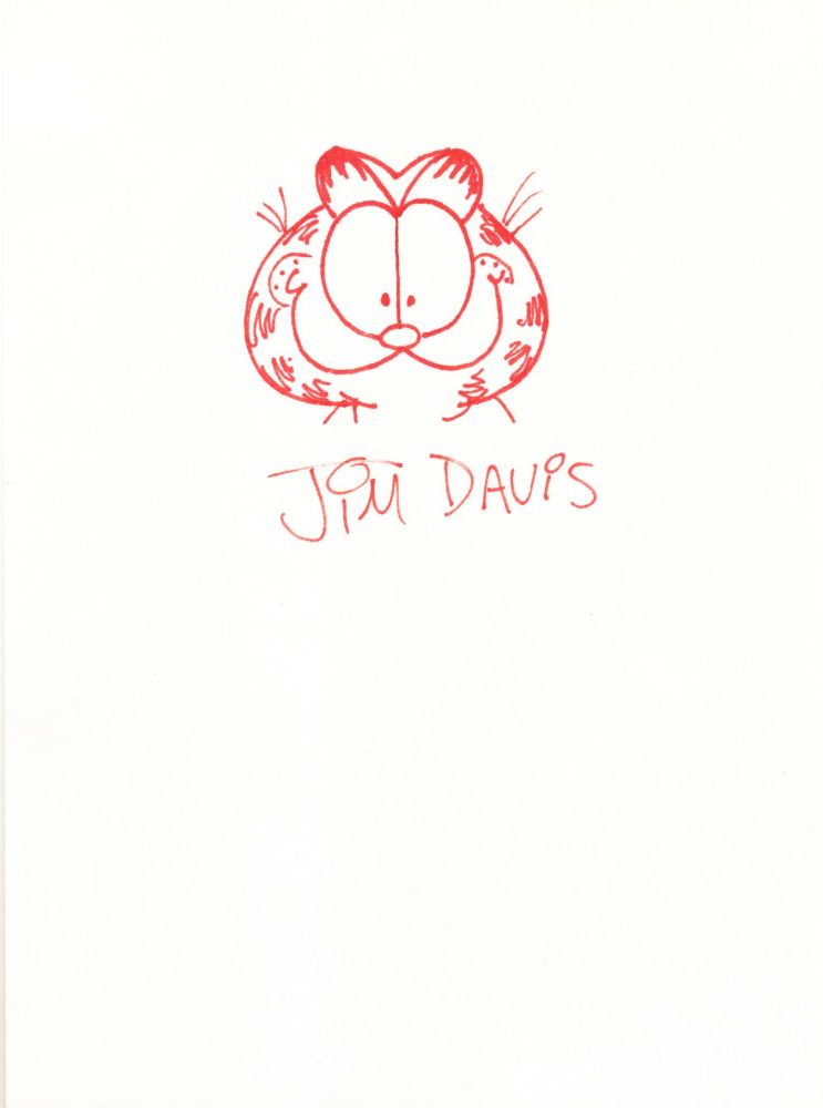 743x1000 Jim Davis Garfield Original Signed Sketch Drawn On A 5 X 8 Inch Card - Garfield Sketch