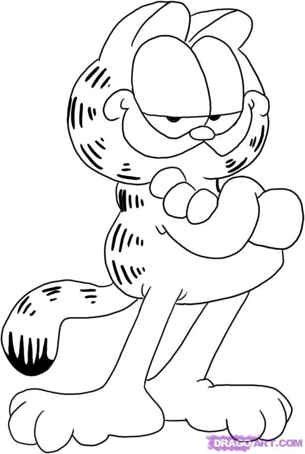614x914 How To Draw Garfield Step 5 Art Activities Cartoon - Garfield Sketch