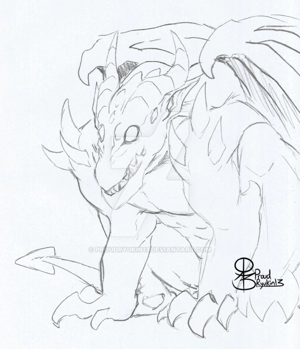 600x697 Gargoyle Sketch By Proudryukin13 - Gargoyle Sketch