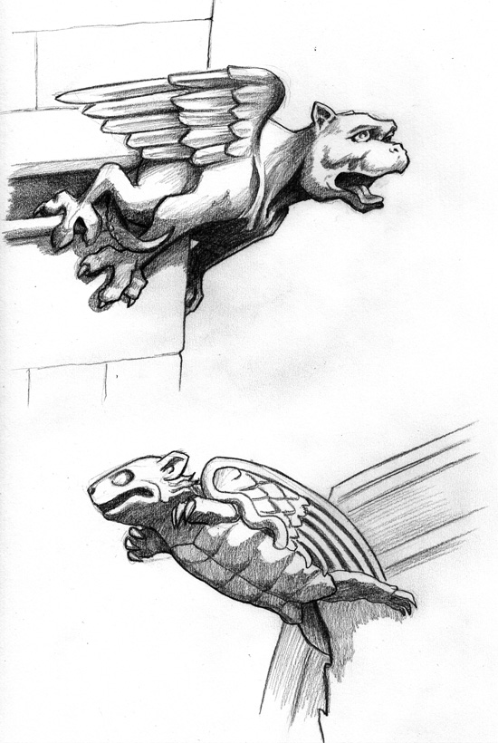 550x820 Gargoyle Sketches Three Trees Studios - Gargoyle Sketch