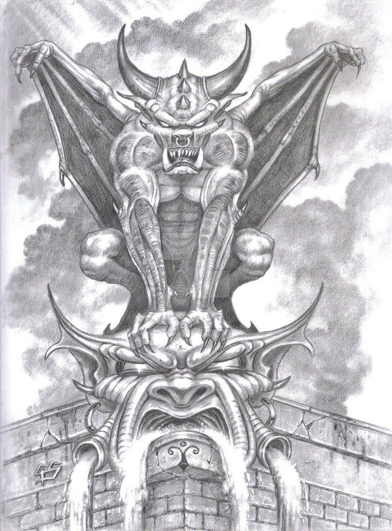 768x1040 Gargoyle. Sketch In Pencil. Angle Demon N Gargoyles - Gargoyle Sketch