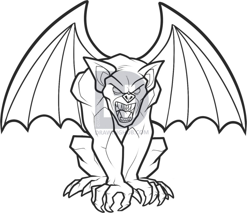 832x720 How To Draw A Gargoyle, Step By Step, Drawing Guide, By Darkonator - Gargoyle Sketch