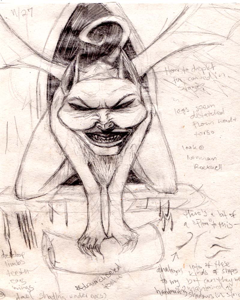 800x1002 Lookie - Gargoyle Sketch