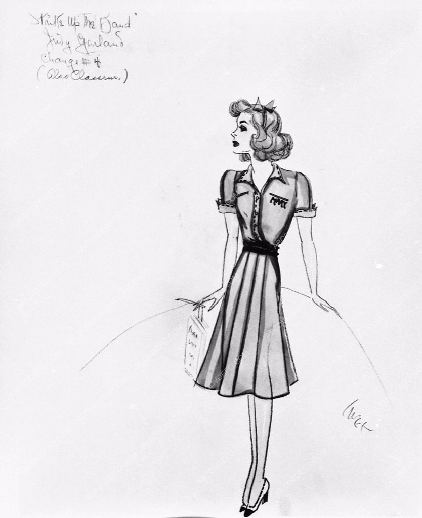 834x1024 Judy Garland Costume Wardrobe Sketch Film Strike Up The Band 962 - Garland Sketch