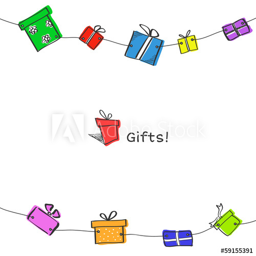 500x500 Sketch Gift Boxes Garland - Garland Sketch