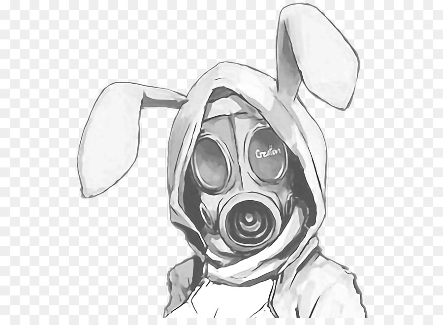 900x660 Gas Mask Bunny Drawing Image - Gas Mask Sketch
