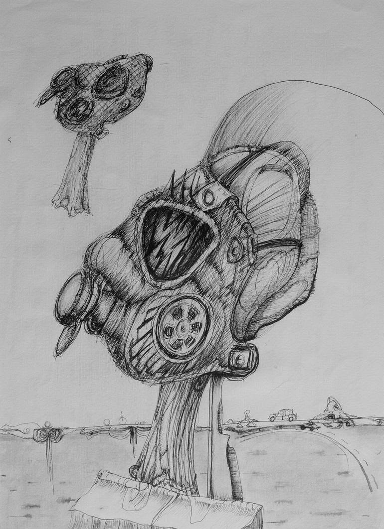 770x1062 Gas Mask Drawing By Slobodan Loncarevic Saatchi Art - Gas Mask Sketch