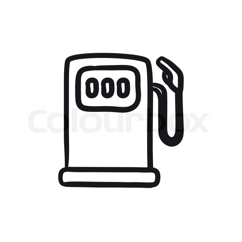 800x800 Gas Station Vector Sketch Icon Isolated On Background. Hand Drawn - Gas Pump Sketch