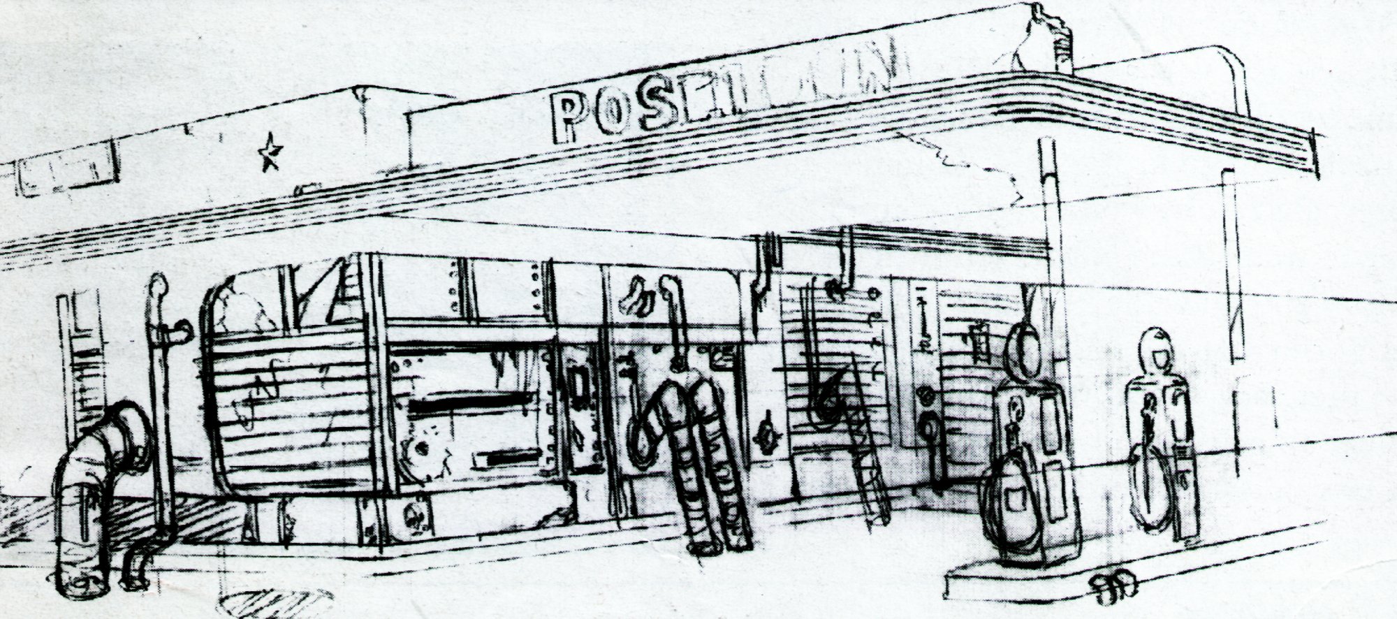 2000x886 Image - Gas Pump Sketch