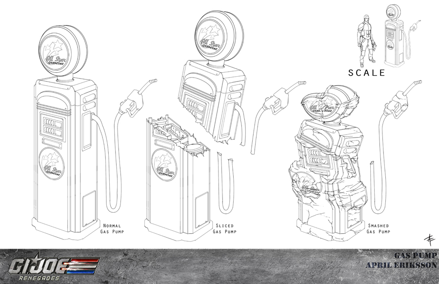 900x582 Gi Joe Renegades Damaged Gas Pump Production Work By - Gas Pump Sketch