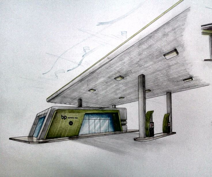 736x613 Gas Station Sketch - Gas Station Sketch