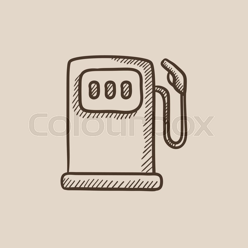 800x800 Gas Station Sketch Icon For Web, Mobile And Infographics. Hand - Gas Station Sketch